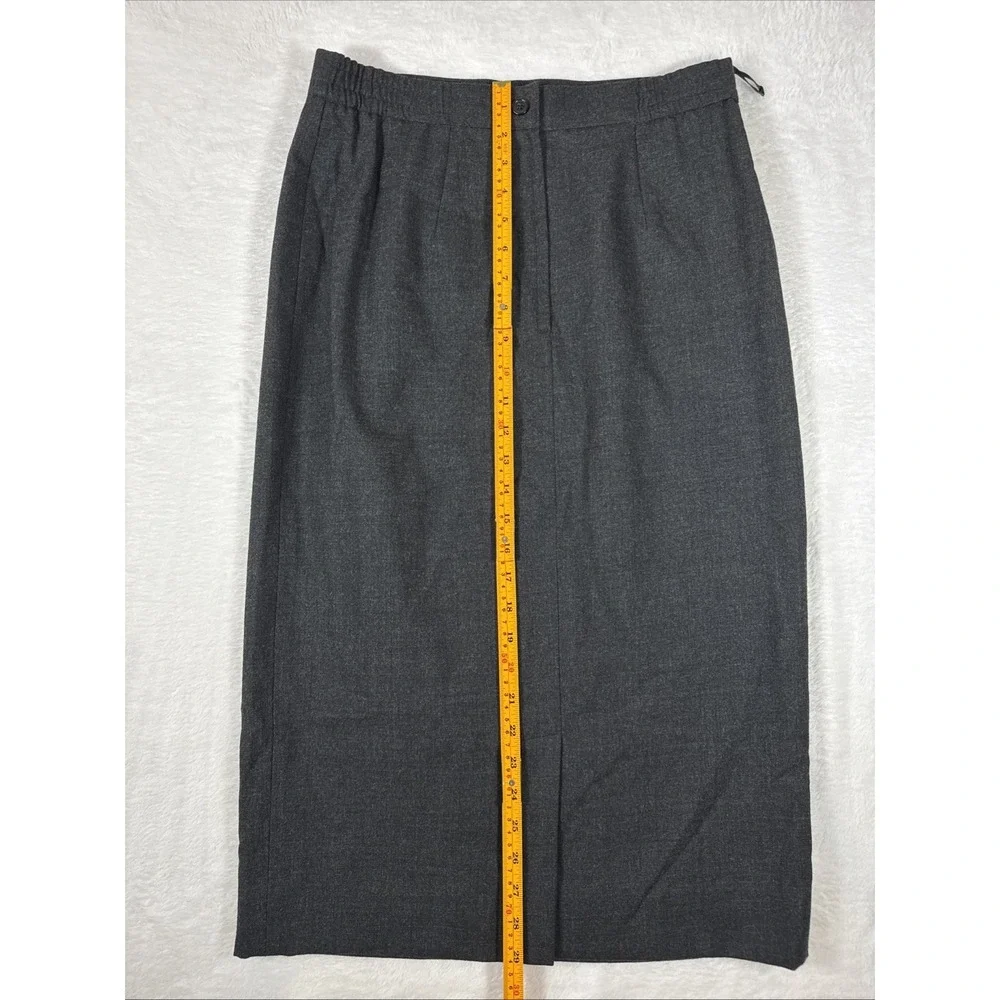 100% Pure‎ Wool Dark Grey Petite Size 6 Casual Corner Pencil Skirt Knee Length